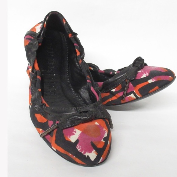 authentic BURBERRY size 36 cloth/leather FLATS - Picture 2 of 14